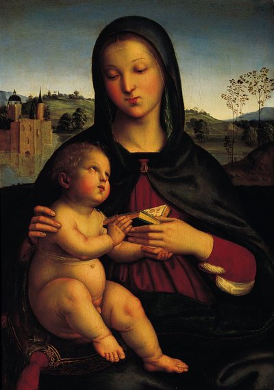 Madonna and Child with Book by Raffaello Sanzio Raphael